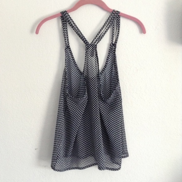 Full tilt navy polka dot sheer tank - Picture 4 of 4